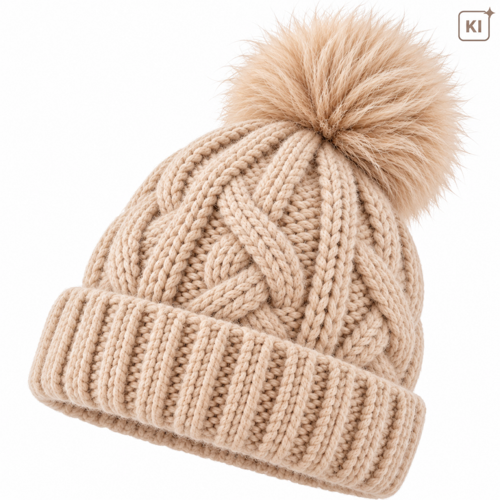 beiger strickmützen kuschelmoment mit ki label